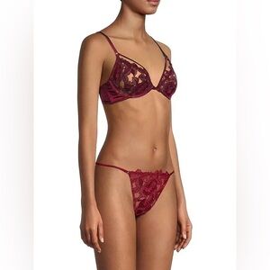 Fleur du Mal Rose Bra & Thong Set - in Mulberry